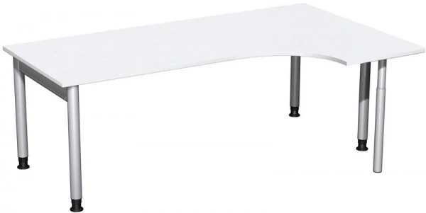 Bureau PC geramöbel droit réglable en hauteur 2000x1200x680-820 blanc/argent N-657317-WS se procurer à bas prix