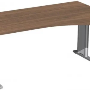 Bureau PC geramöbel à droite réglable en hauteur couvre-pied C en option 1600x1000x680-820 noyer/argent N-647311-NS prendr...