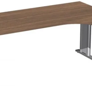 Bureau PC geramöbel à droite réglable en hauteur panneau de pied C en option 1800x1200x680-820 noyer/argent N-647323-NS co...