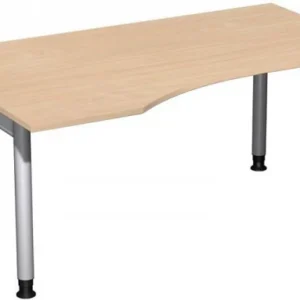 Bureau PC geramöbel gauche réglable en hauteur 1600x1000x680-820 hêtre/argent N-657312-BS prendre à bas prix