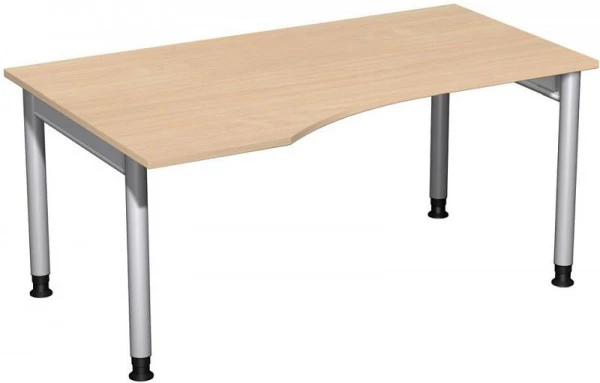 Bureau PC geramöbel gauche réglable en hauteur 1600x1000x680-820 hêtre/argent N-657312-BS prendre à bas prix