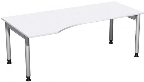 Bureau PC geramöbel gauche réglable en hauteur 2000x1000x680-820 blanc/argent N-657314-WS prendre à bas prix