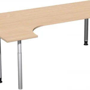 Bureau PC geramöbel gauche réglable en hauteur 2000x1200x680-820 hêtre/argent N-657318-BS commander à bas prix