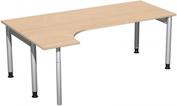 Bureau PC geramöbel gauche réglable en hauteur 2000x1200x680-820 hêtre/argent N-657318-BS commander à bas prix