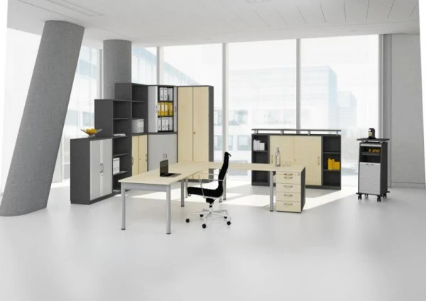 Bureau PC geramöbel gauche réglable en hauteur 2000x1200x680-820 hêtre/argent N-657318-BS commander à bas prix
