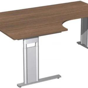 Bureau PC geramöbel à gauche réglable en hauteur couvre-pied C en option 1800x1200x680-820 noyer/argent N-647310-NS prendr...