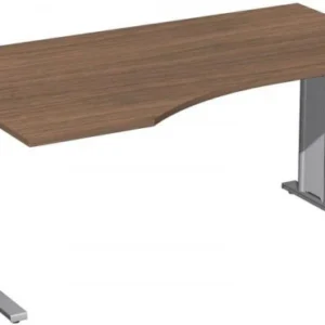 Bureau PC geramöbel à gauche réglable en hauteur panneau de pied C en option 1600x1000x680-820 noyer/argent N-647312-NS ac...