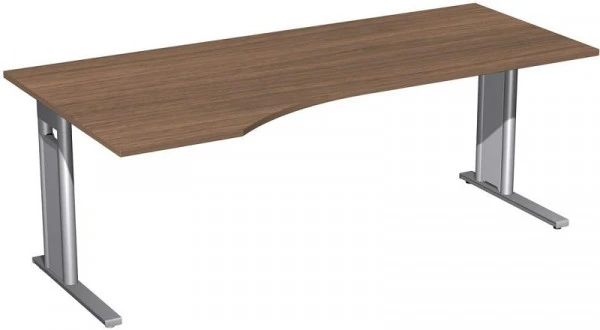 Bureau PC geramöbel gauche rigide panneau en C en option 2000x1000x720 noyer/argent N-648314-NS choisir à bas prix