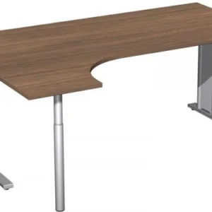 Bureau PC geramöbel gauche rigide panneau en C en option 1800x1200x720 noyer/argent N-648324-NS acquérir à bas prix