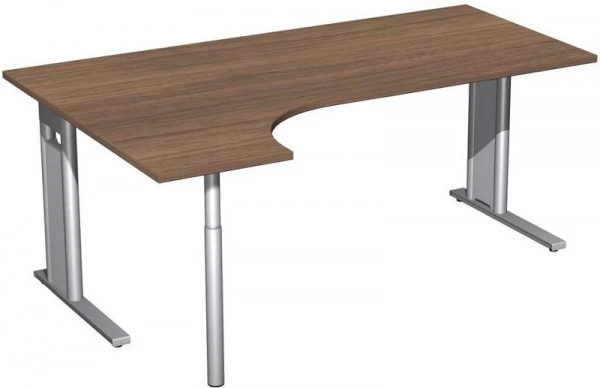 Bureau PC geramöbel gauche rigide panneau en C en option 1800x1200x720 noyer/argent N-648324-NS acquérir à bas prix