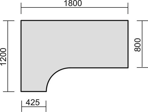Bureau PC geramöbel gauche rigide panneau en C en option 1800x1200x720 noyer/argent N-648324-NS acquérir à bas prix