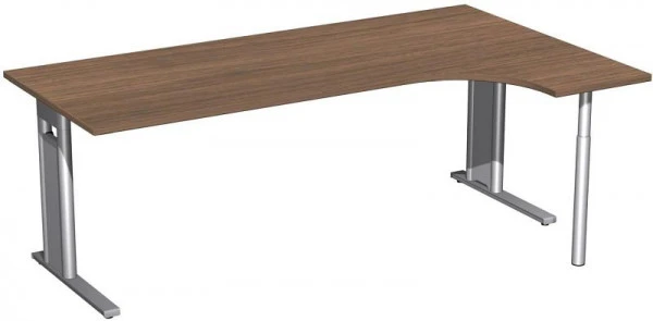 Bureau PC geramöbel rigide à droite panneau pied C en option 2000x1200x720 noyer/argent N-648317-NS obtenir à bas prix