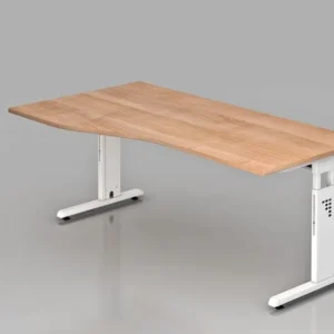 Bureau Hammerbacher pied C 180x100/80cm noyer/blanc hauteur de travail 65-85 cm VOS18/N/W commander à bas prix