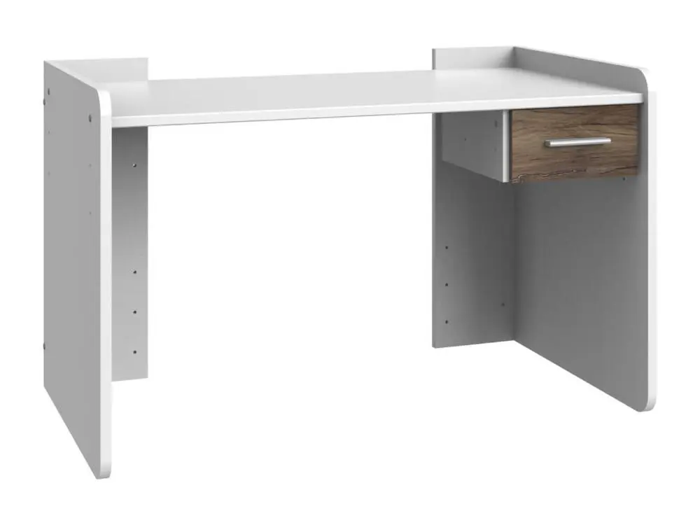 Bureau réglable en H. coloris Blanc, rechampis imitation chêne Flagstaff - L. 124 x H. 77 x P. 70 cm
