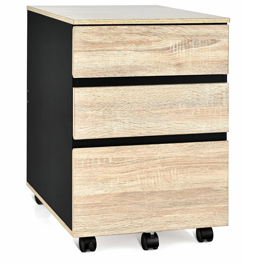 Caisson de bureau rangement bureau sur roulettes 3 tiroir pour feuilles A4 lettre légal dossiers et documents 53 x 39 x 58...