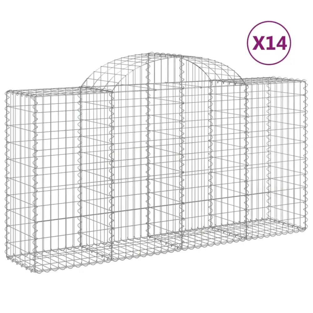 Paniers à gabions clôture cage mur de soutènement arqués 1lot de 4 200 x 50 x 100/120 cm fer galvanisé Argent 02_0040572