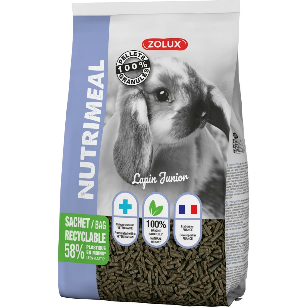 Pellets granulés lapin nain junior ( moins de 6mois) nutrimeal 2,5kg