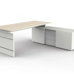 Poste de travail entier Kerkmann forme 4 L 1800 mm x P 800 mm x H 740 mm couleur : blanc/érable 11447150 acheter à bas prix