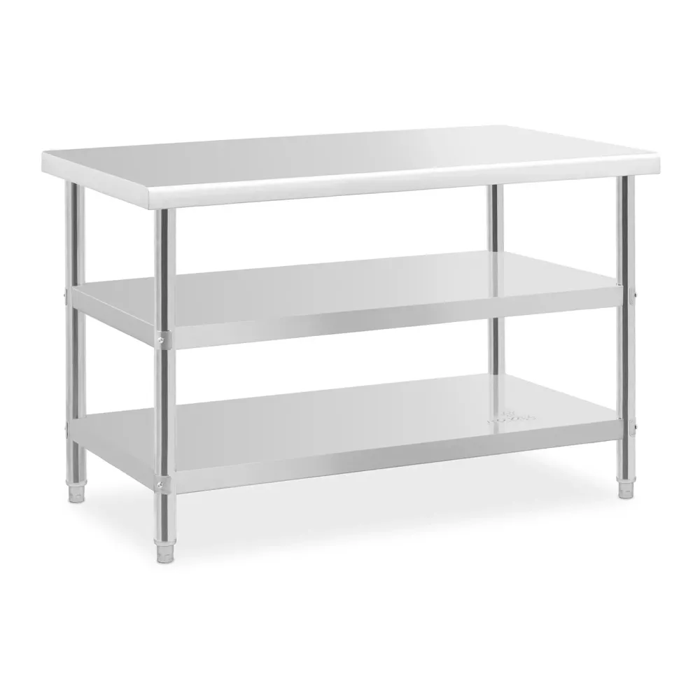 Table de travail inox - 120 x 70 x 5 cm - 200 kg - 2 tablettes 14_0007324