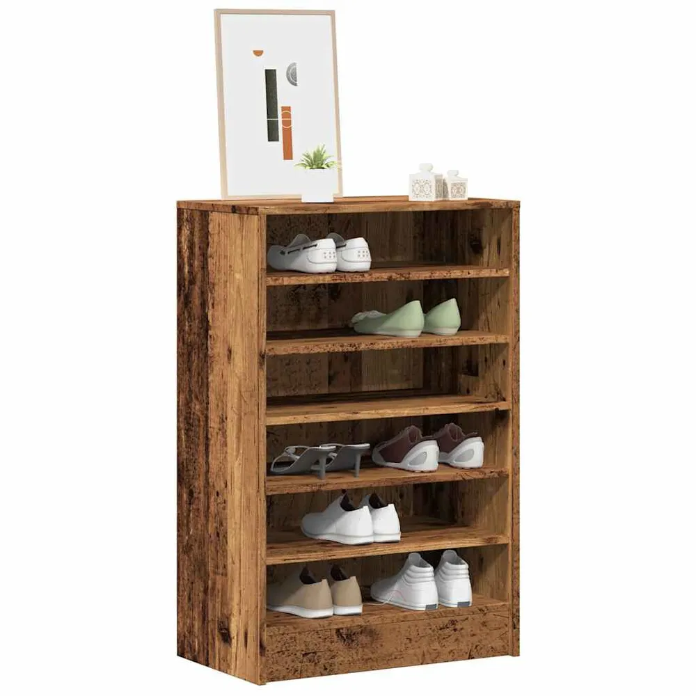 Boîte de classement Armoire à chaussures vieux bois 60x35x92 cm bois d'ingénierie