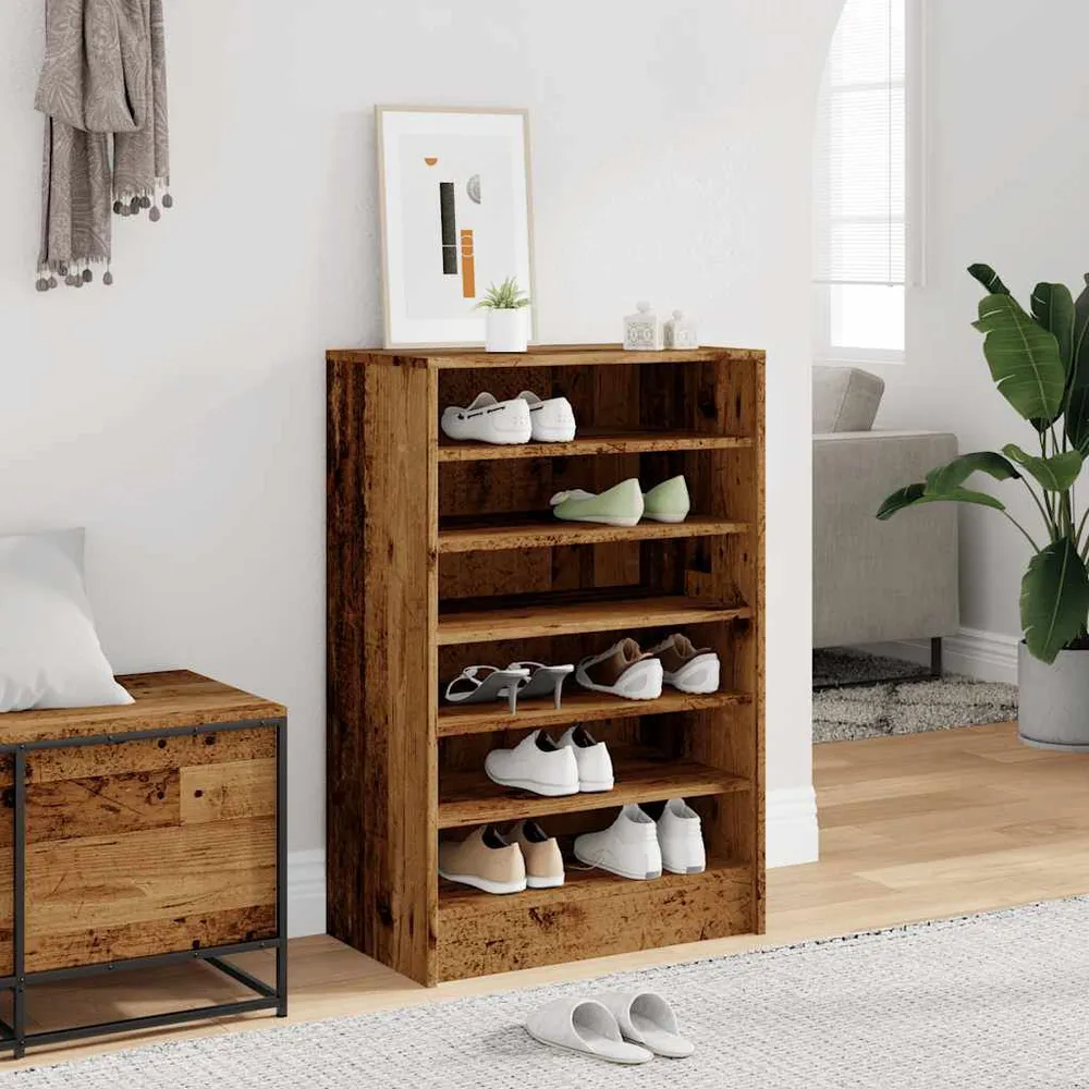 Boîte de classement Armoire à chaussures vieux bois 60x35x92 cm bois d'ingénierie