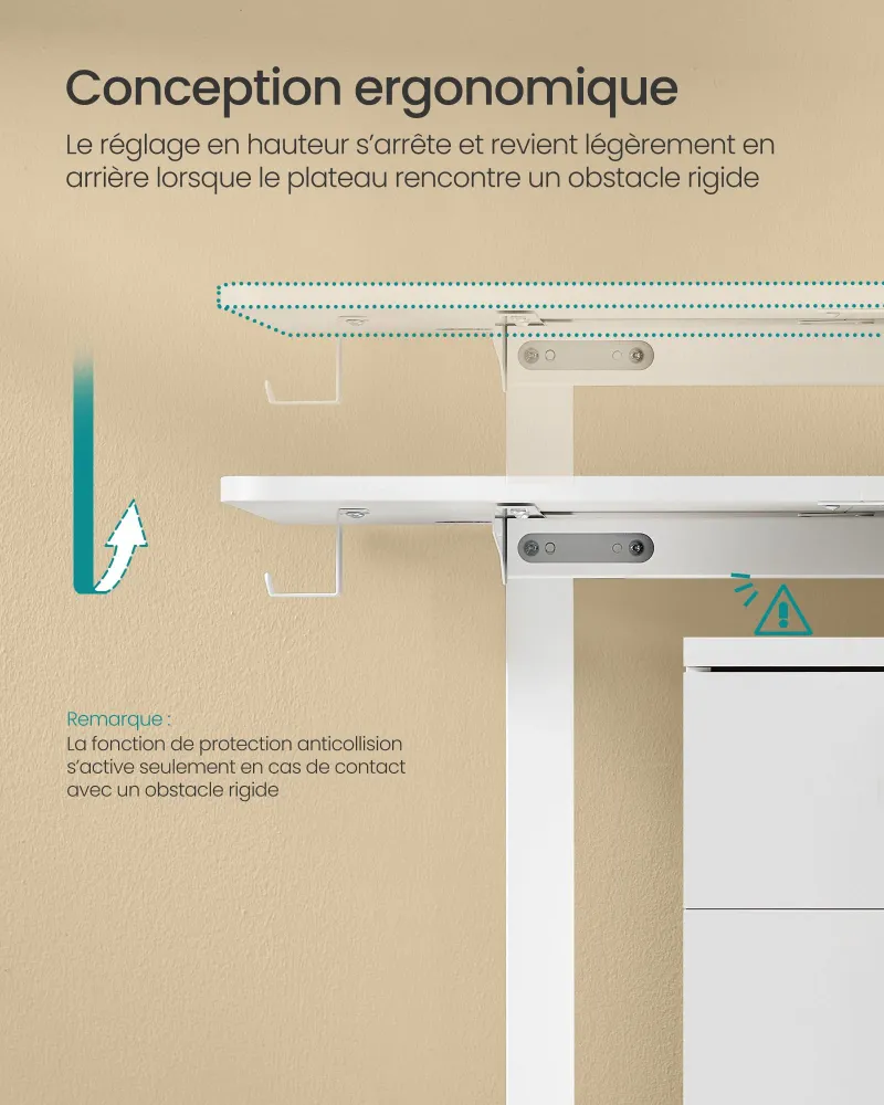 Bureau électrique assis-debout bureau réglable en hauteur 60 x 120 x (72-120) cm 4 hauteurs mémorisables pochette de range...
