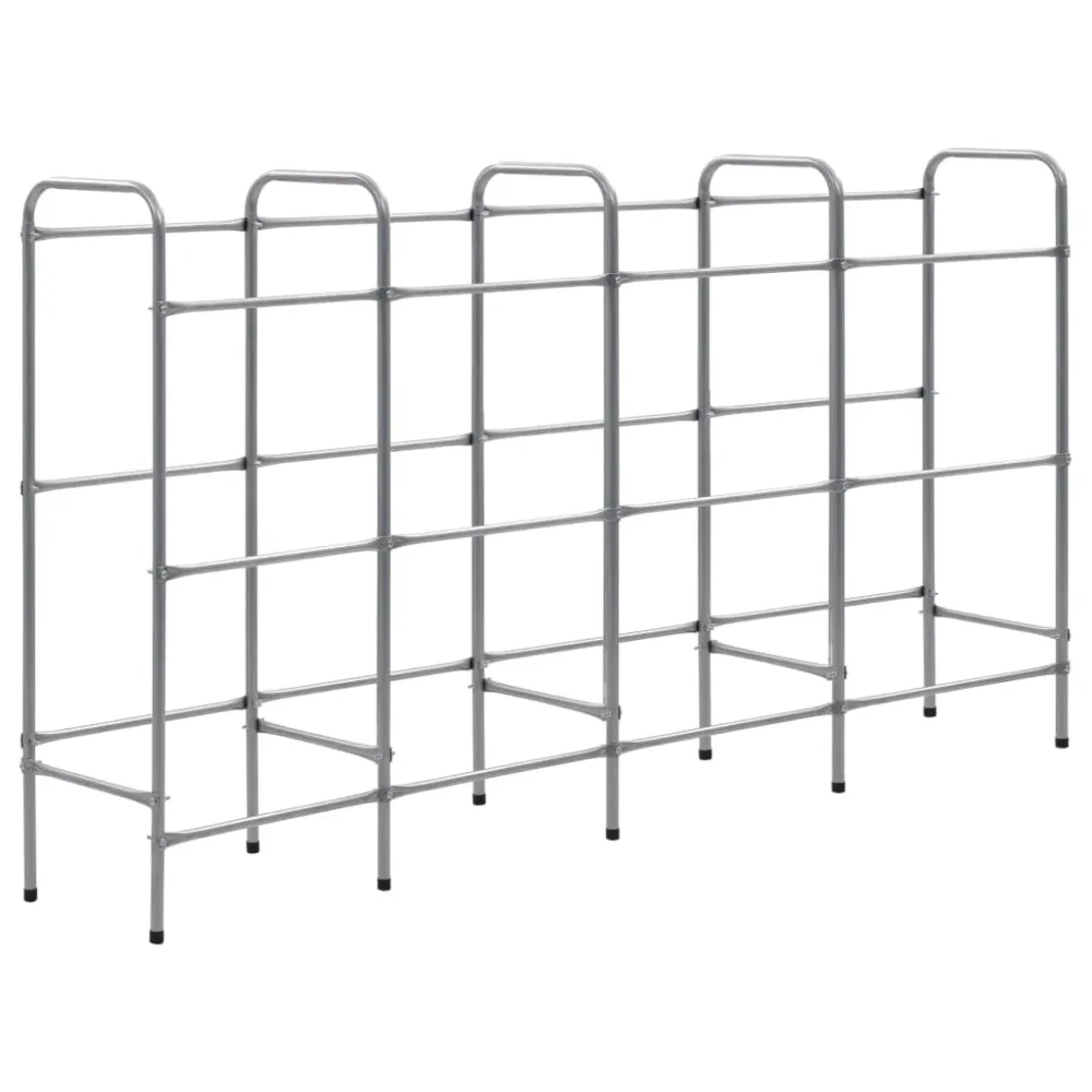 Support pour dossiers Étagère de rangement pour 12 caisses 190 x 33 x 116cm acier argenté 02_0000641