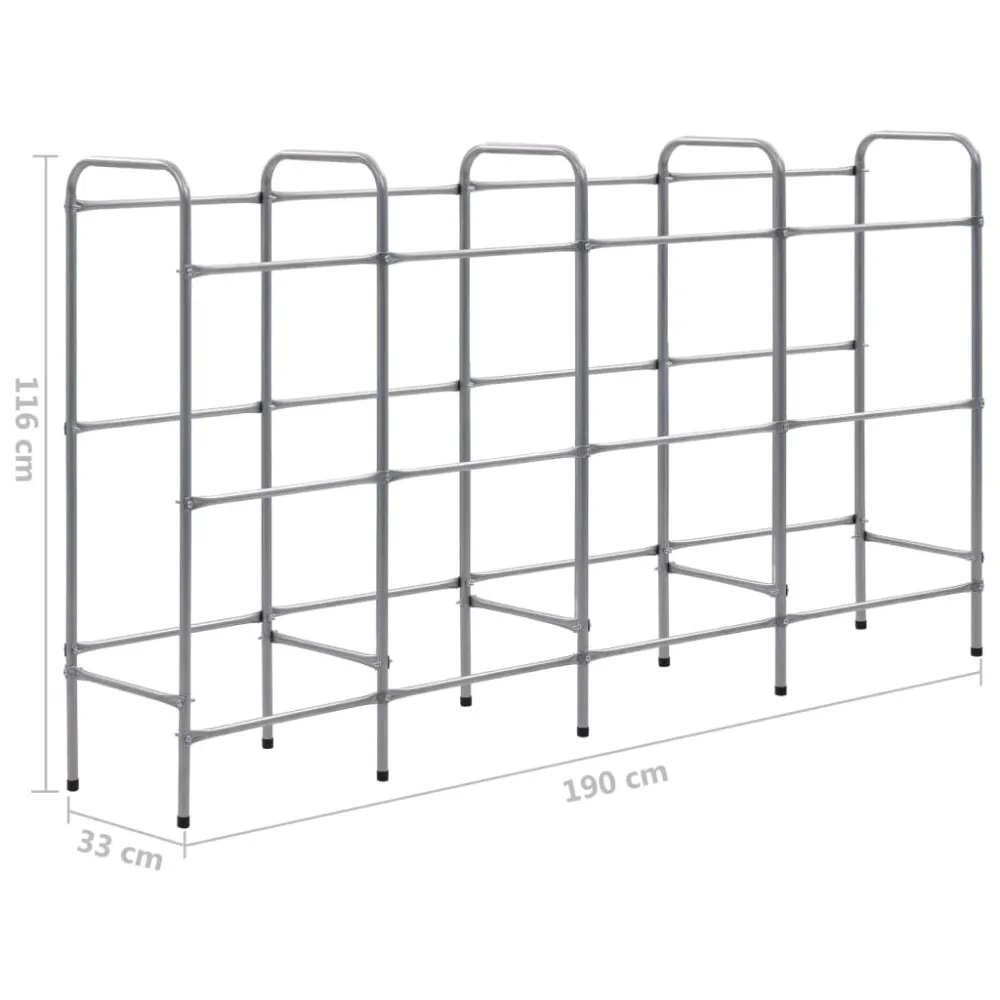 Support pour dossiers Étagère de rangement pour 12 caisses 190 x 33 x 116cm acier argenté 02_0000641