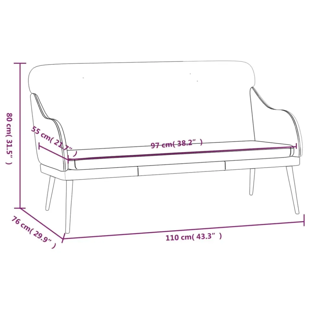 Banc banquette marron 110 x 76 x 80 cm synthétique 02_0010636