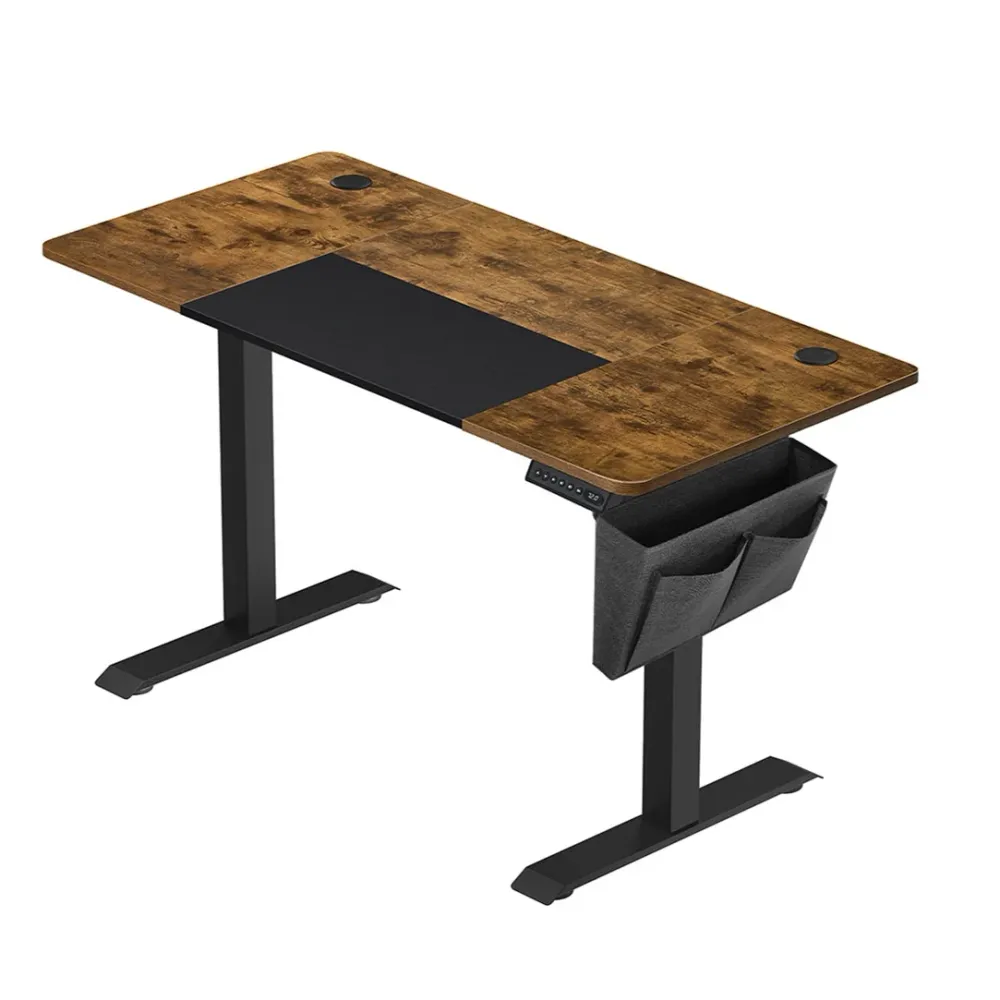 Bureau assis debout électrique 60 x 120 x (72-120) cm table réglable en hauteur mémoire 4 hauteurs pochette cadre en acier...