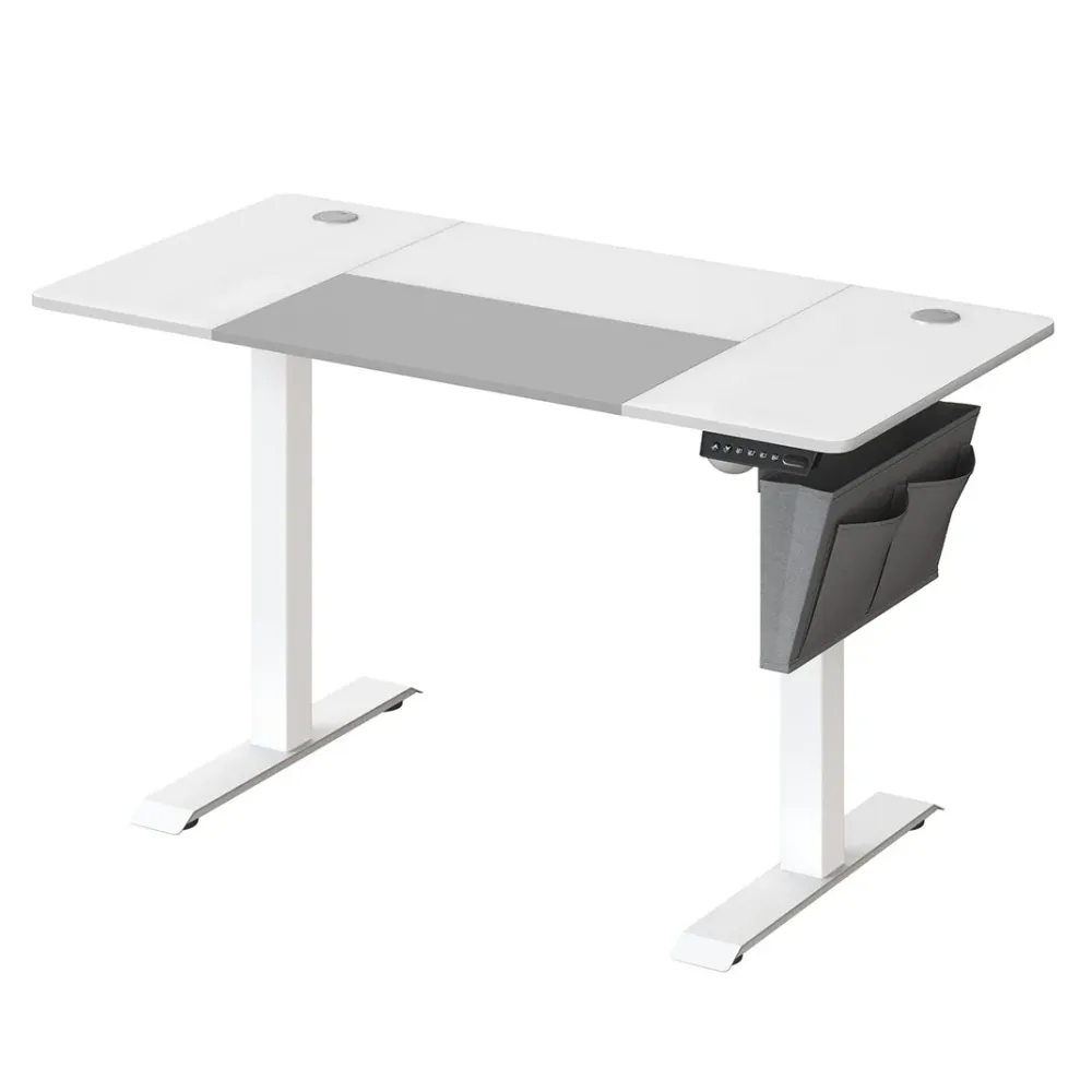 Bureau assis debout électrique 60 x 120 x (72-120) cm table réglable en hauteur mémoire 4 hauteurs pochette cadre en acier...