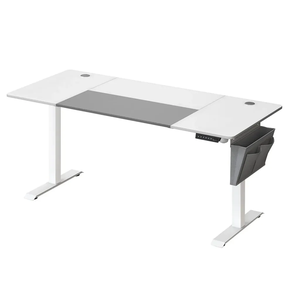 Bureau assis debout électrique 70 x 160 x (72-120) cm table réglable en hauteur mémoire 4 hauteurs pochette cadre en acier...