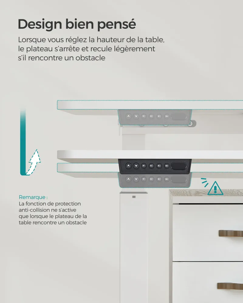 Bureau assis debout électrique 70 x 160 x (72-120) cm table réglable en hauteur mémoire 4 hauteurs pochette cadre en acier...