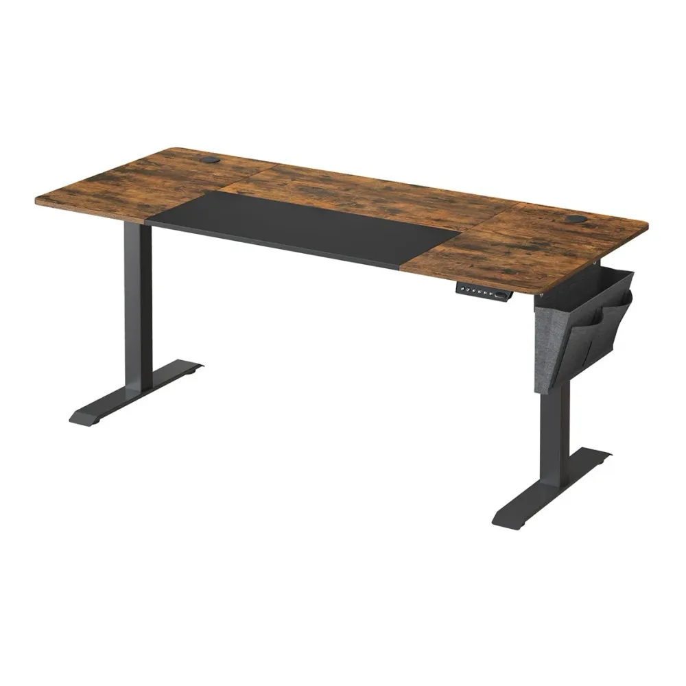 Bureau assis debout électrique 70 x 160 cm table réglable en hauteur mémoire 4 hauteurs pochette cadre en acier dessus for...