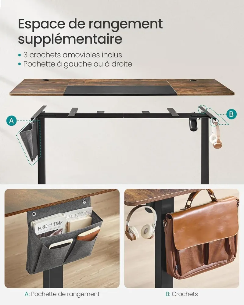 Bureau assis debout électrique table réglable en hauteur mémoire 4 hauteurs pochette cadre en acier dessus de table fort 1...