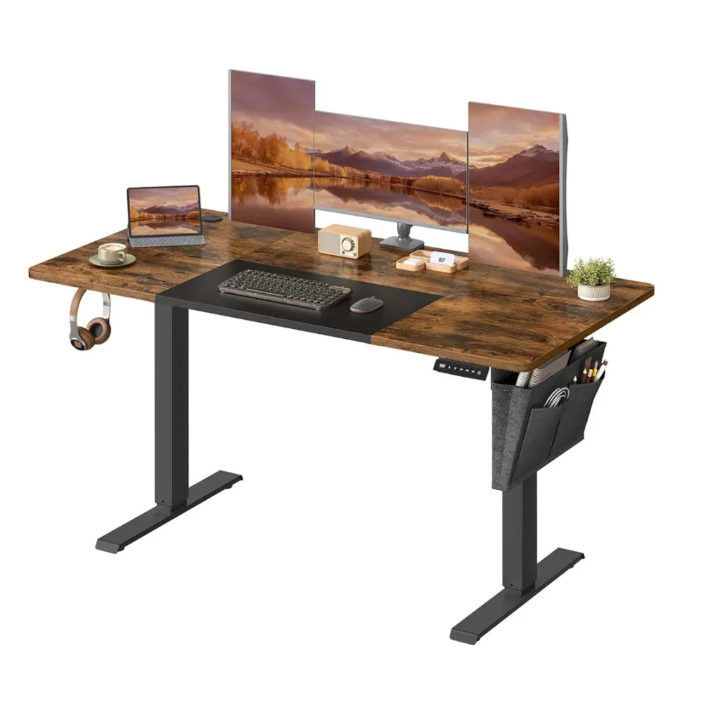 Bureau assis debout électrique table réglable en hauteur mémoire 4 hauteurs pochette cadre en acier dessus de table compac...