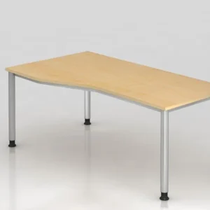 Bureau Hammerbacher 4 pieds rond 180x100/80cm érable/argent forme libre montable à gauche ou à droite VHS18/3/S se procure...
