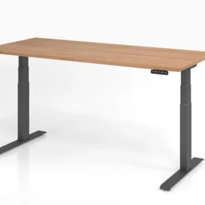 Bureau Hammerbacher XDKB19 180 x 80 cm plateau : noyer épaisseur 25 mm chant gros en ABS forme rectangulaire graphite VXDK...
