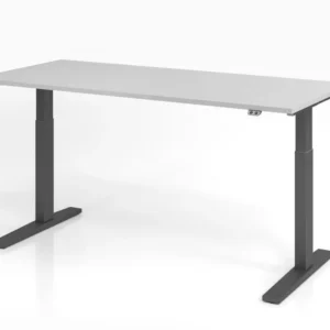 Bureau Hammerbacher XMKA19 180 x 80 cm plateau : gris épaisseur 25 mm chant épais en ABS forme rectangulaire graphite VXMK...