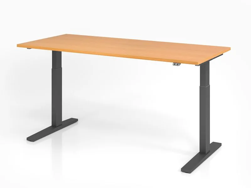 Bureau Hammerbacher XMKA19 180 x 80 cm plateau : hêtre épaisseur 25 mm chant fort en ABS forme rectangulaire graphite VXMK...
