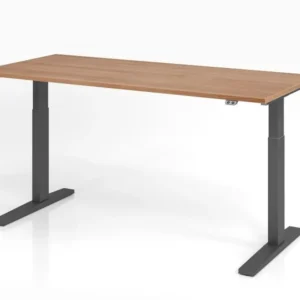 Bureau Hammerbacher XMKA19 180 x 80 cm plateau : noyer épaisseur 25 mm chant dense en ABS forme rectangulaire graphite VXM...