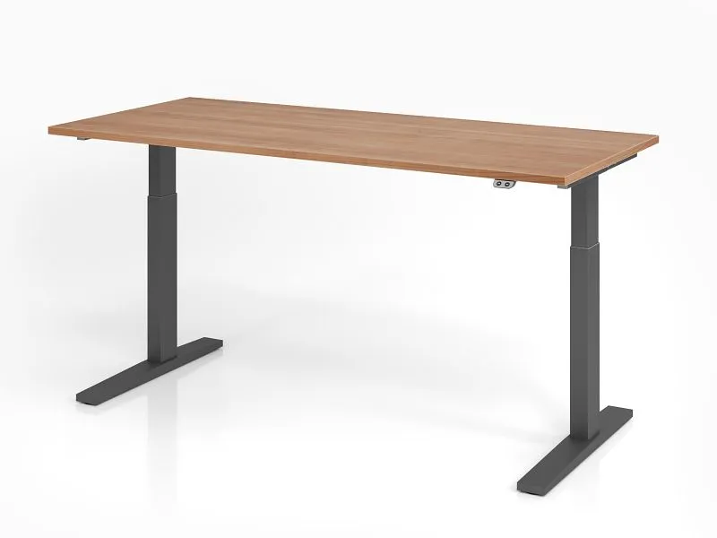 Bureau Hammerbacher XMKA19 180 x 80 cm plateau : noyer épaisseur 25 mm chant dense en ABS forme rectangulaire graphite VXM...