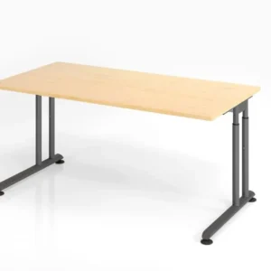 Bureau Hammerbacher ZS16 160 x 80 cm plateau : érable épaisseur 25 mm chant épais en ABS forme rectangulaire graphite VZS1...