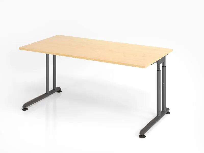 Bureau Hammerbacher ZS16 160 x 80 cm plateau : érable épaisseur 25 mm chant épais en ABS forme rectangulaire graphite VZS1...