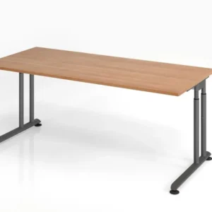 Bureau Hammerbacher ZS19 180 x 80 cm plateau : noyer épaisseur 25 mm chant épais en ABS forme rectangulaire graphite VZS19...