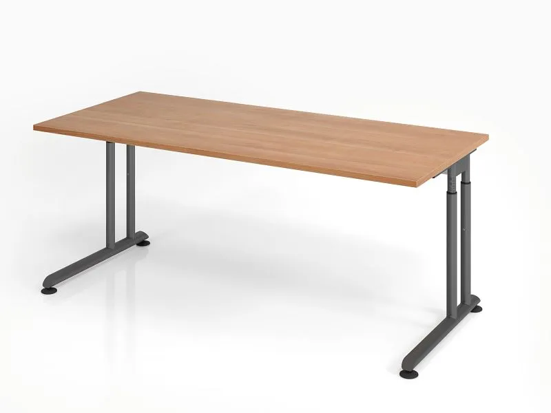Bureau Hammerbacher ZS19 180 x 80 cm plateau : noyer épaisseur 25 mm chant épais en ABS forme rectangulaire graphite VZS19...