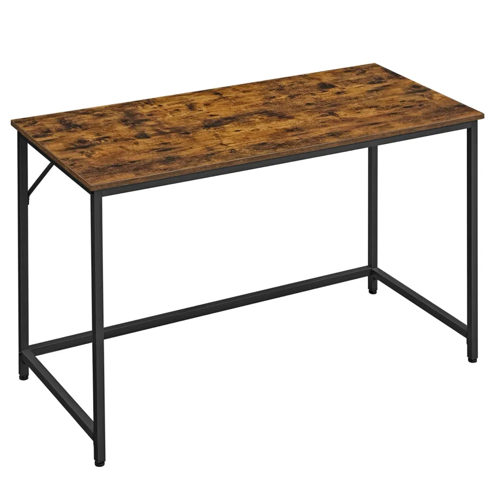 Bureau table poste de travail 120 x 60 x 75 cm pour bureau salon chambre assemblage facile métal style industriel marron 1...