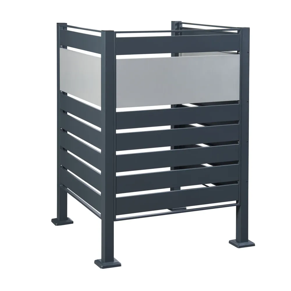 Cache-poubelle acier galvanisé 120 x 91 x 91 cm anthracite argent 03_0009095