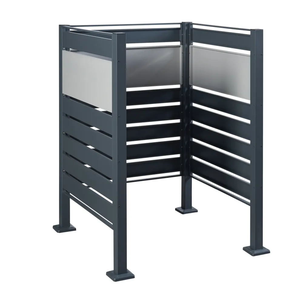 Cache-poubelle acier galvanisé 120 x 91 x 91 cm anthracite argent 03_0009095