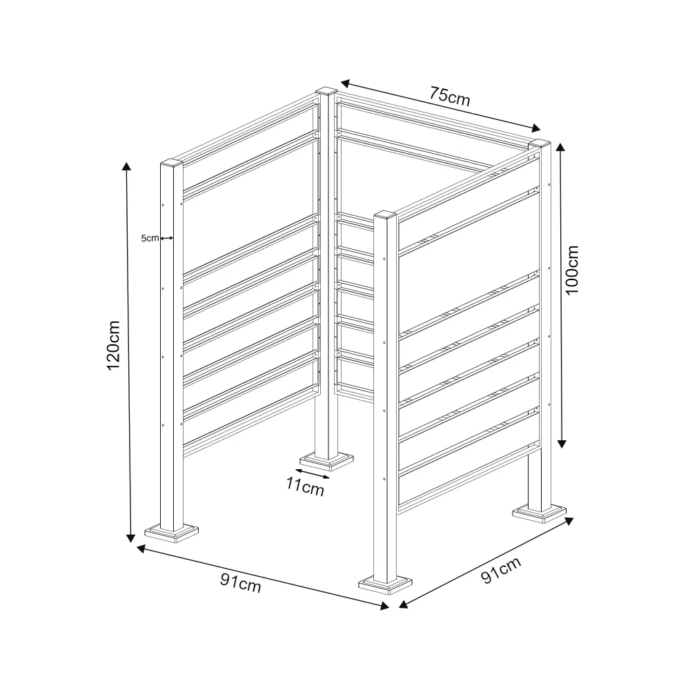 Cache-poubelle acier galvanisé 120 x 91 x 91 cm anthracite effet bois 03_0009096